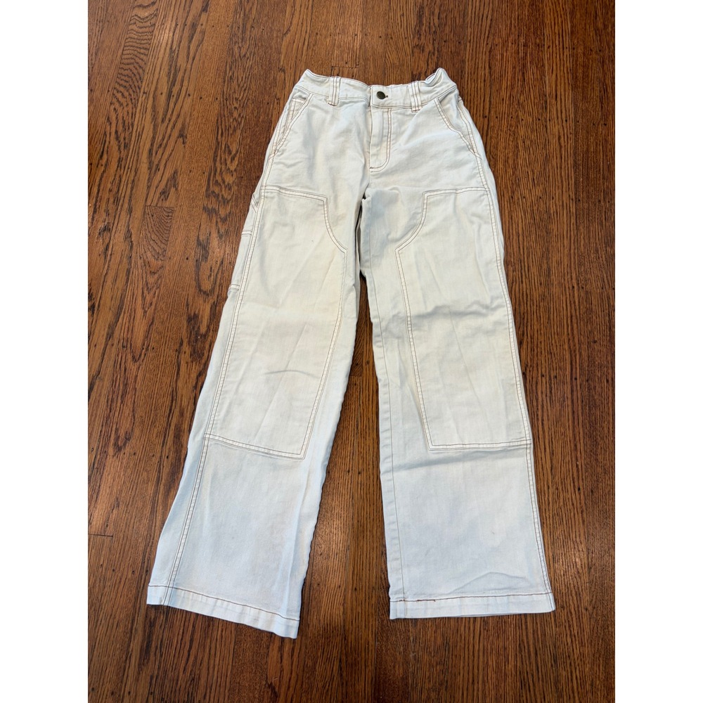 YFB Young Fabulous & Broke Cream Wide Leg Utility Carpenter Pants XS